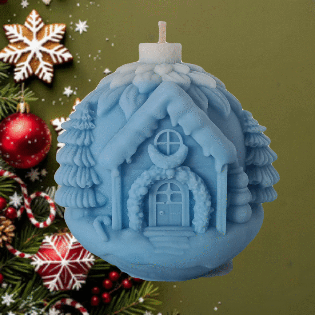 Świeca Dekoracyjna Domek Niebieski